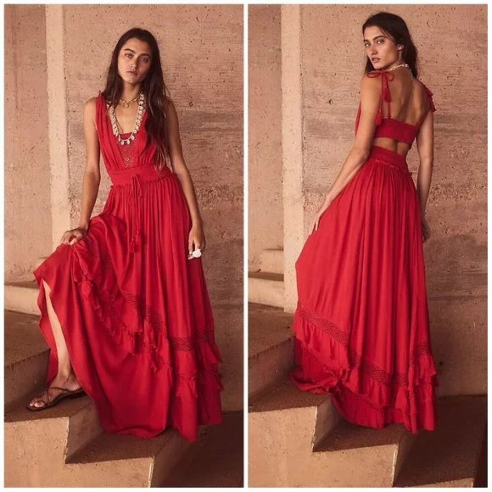 Free People Santa Maria Maxi Dress Endless Summer sz M